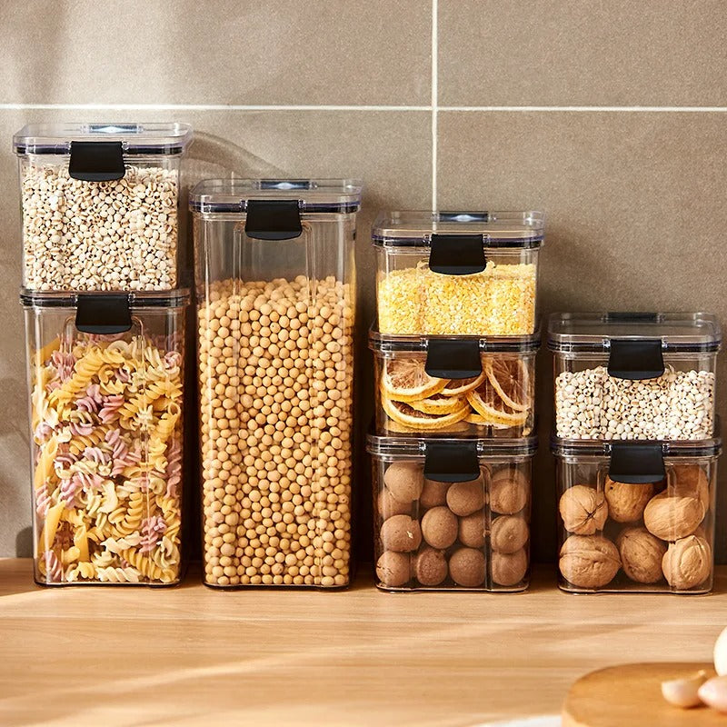 Frascos de plástico selados para cozinha, organizador de armazenamento de grãos, tanque grande, caixa à prova de umidade, frascos de tempero doméstico
